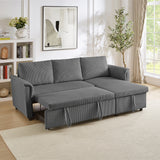 Gray L-Shaped Sectional Sofa Bed with Storage Chaise and Reclining Back