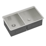 Double Bowl (50/50) Undermount Kitchen Sink- 33"x19"x10" Stainless Steel