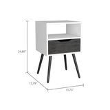 Four-Leg Nightstand with Drawer and Open Shelf, 20.9" Top