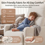 Velvet Recliner Swivel Power Beige