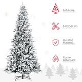 HOMCOM 9 Foot Pine Snow Flocked Artificial Christmas Tree with 616 Realistic Ced