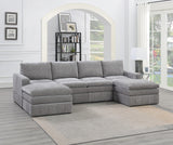 6-Piece Gray Modular Sectional Sofa Morgan Fabric