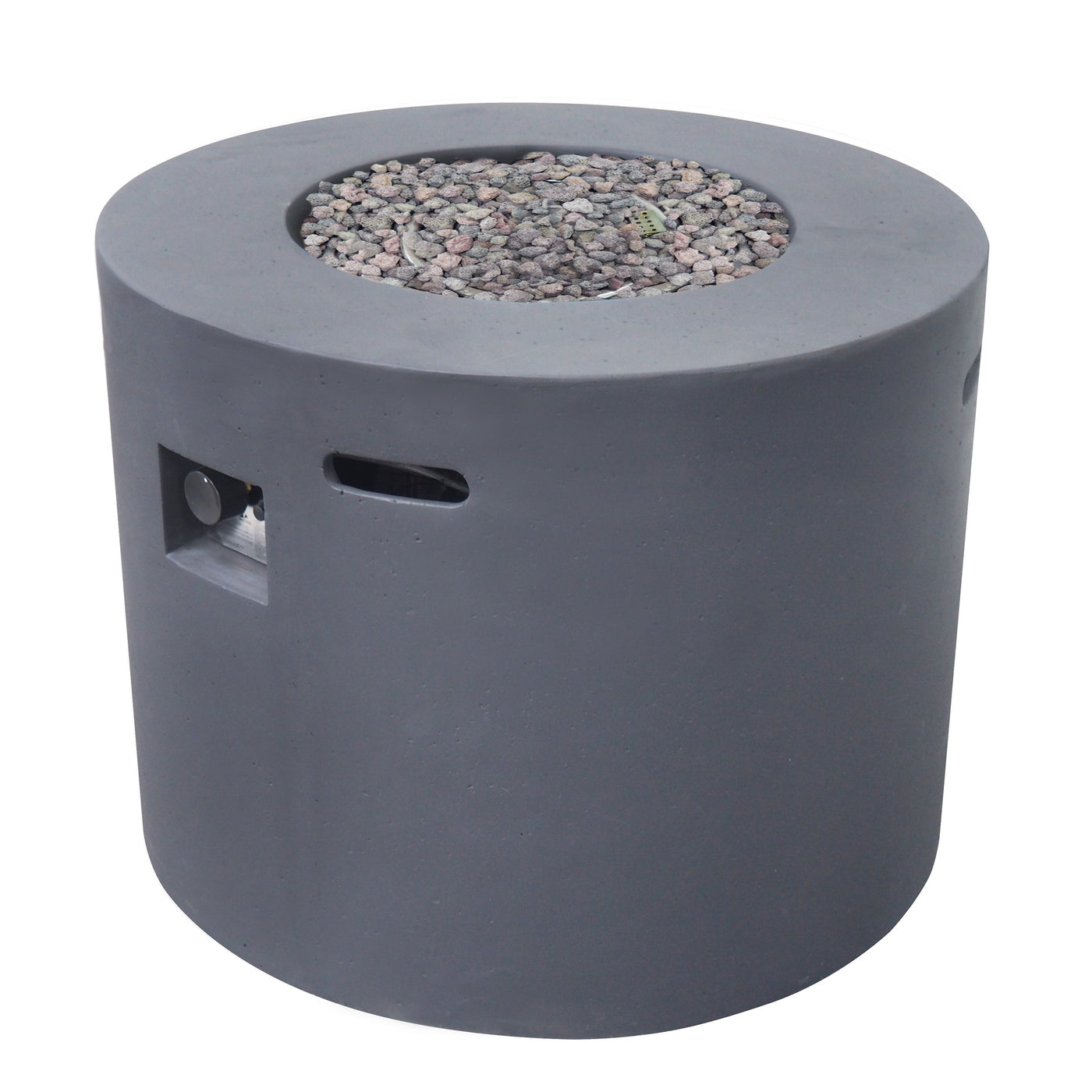 31" Round MGO Fire Pit 40000 BTU Dark Grey Lightweight Concrete