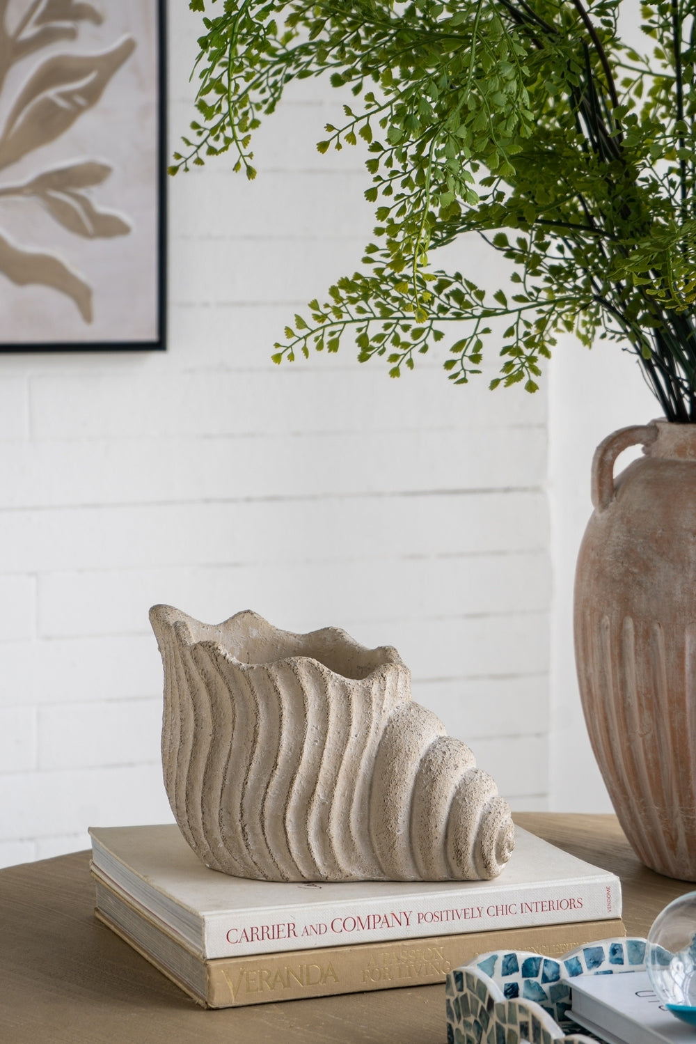 Nautilus Shell Planter Sand Cement 11.5x7x7 Beige