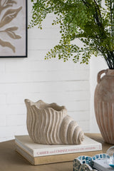 Nautilus Shell Planter Sand Cement 11.5x7x7 Beige