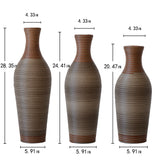 Hand-Woven PVC Rattan Vases, Set of 3 Brown Decorative Floor Vases