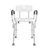 Shower Chair with Backrest Aluminum Adjustable Height Non-Slip 350 LB