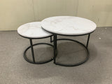Round Wood Nesting Tables Set of 2 White