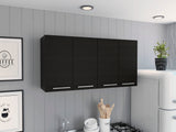 Black Wall Cabinet 4 Door 2 Shelves Storage Unit