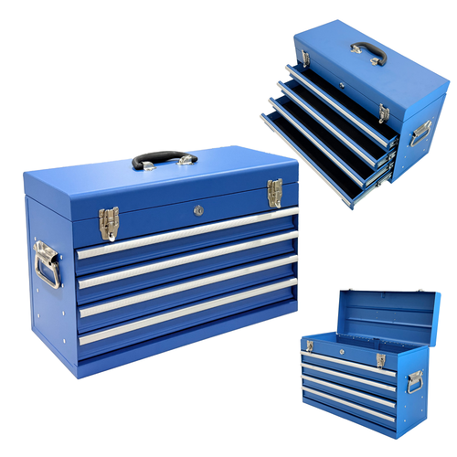 Heavy Duty Metal Tool Box, 21-inch, Portable Metal Tool Box with 4 Drawers