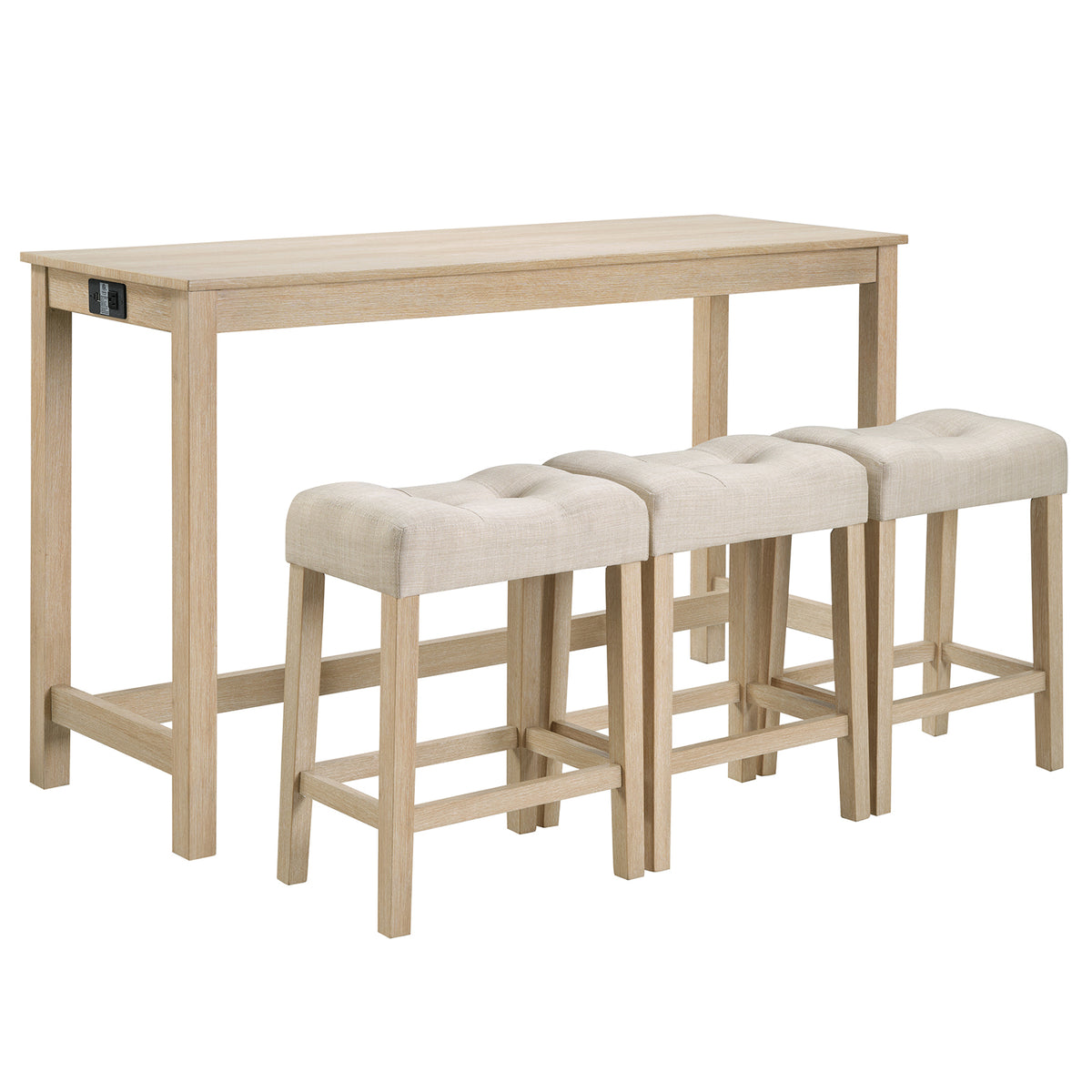 Fabric Bar Table Set Light Oak