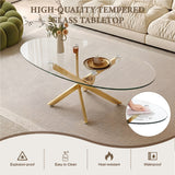 Oval Glass Dining Table Gold 39"