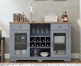 Modern Farmhouse Buffet Sideboard with Glass Doors Wine Rack
