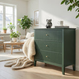 3-Drawer Engineered Wood Nightstand Green