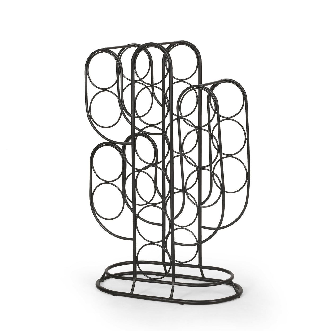 Modern Industrial Black Metal Wine Rack 13 Bottle Cactus