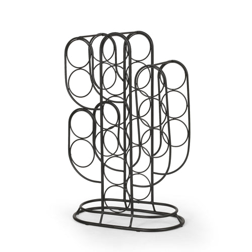 Modern Industrial Black Metal Wine Rack 13 Bottle Cactus