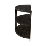 Half Moon Console Table with 2 Shelves, Charcoal and Chrome