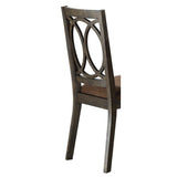 Side Chair Set of 2 - Fabric Seat - Wood Frame - Brown and Espresso