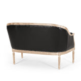 Loveseat Chesterfield Tufted PU Leather Black 49.5in