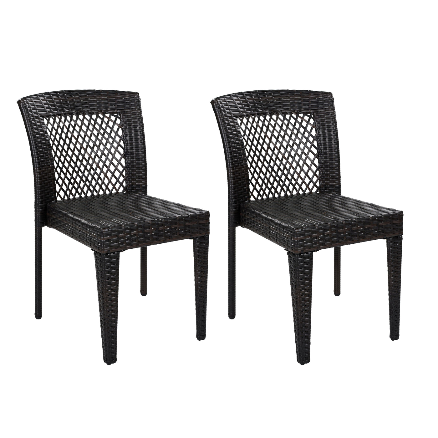 Outdoor Dining Chairs Set of 2, Stackable Chairs with UV-Resistant PE Rattan and Steel Frame, for Patio, Garden, Balcony, Supports 400lbs