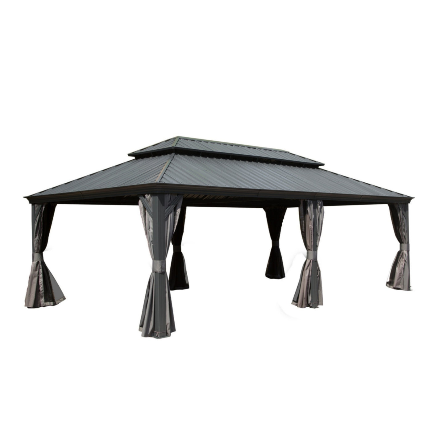 14x24 ft Hardtop Gazebo Double Roof Aluminum Patio Pavilion
