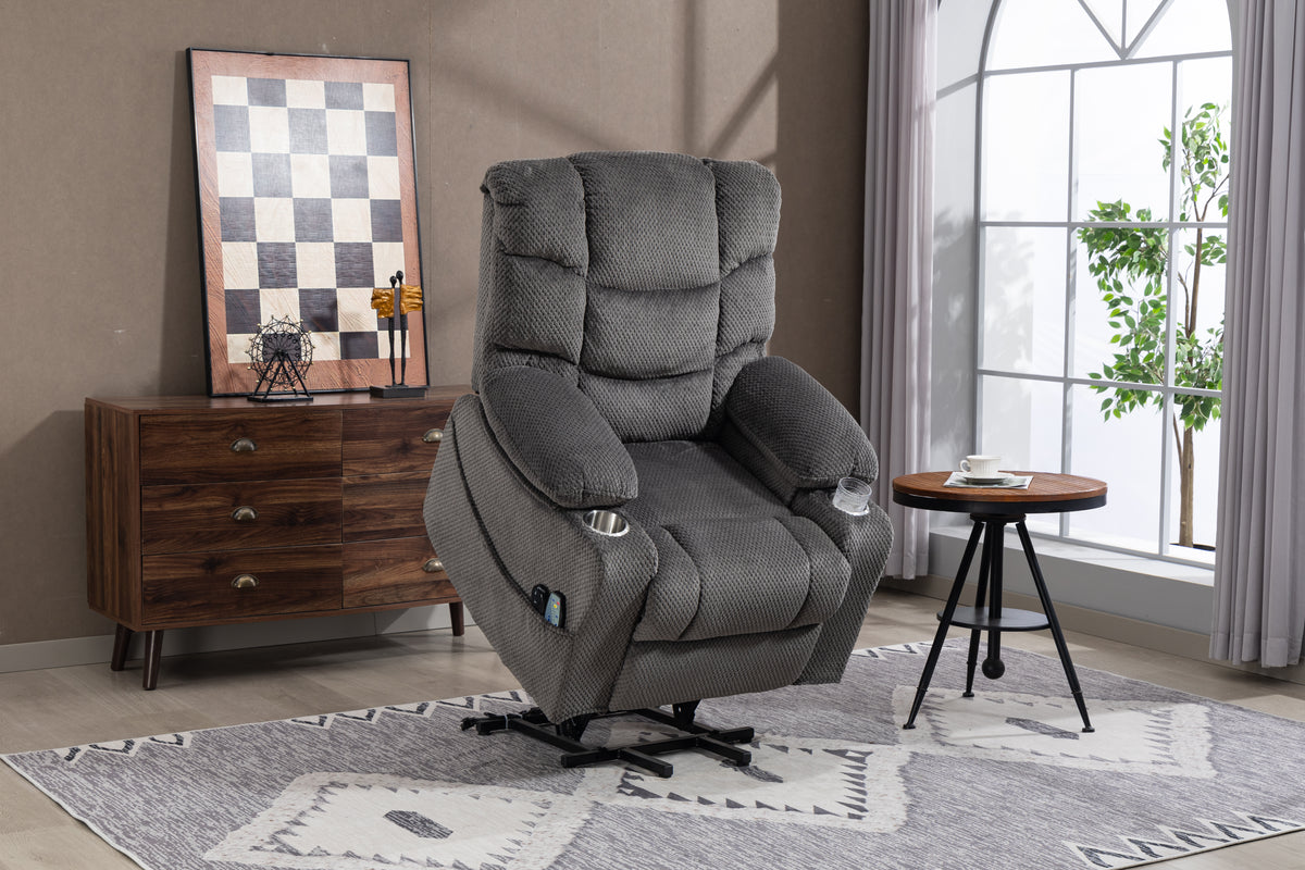 Velvet Recliner Power with Massage Grey