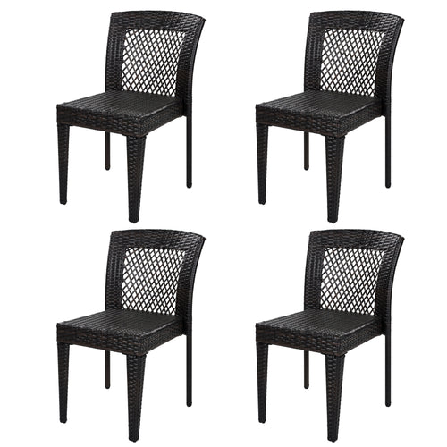 Outdoor Dining Chairs Set of 4, Stackable Chairs with UV-Resistant PE Rattan and Steel Frame, for Patio, Garden, Balcony, Supports 400lbs