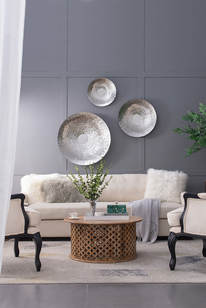 Silver Textured Disc Wall Decor Set of 3