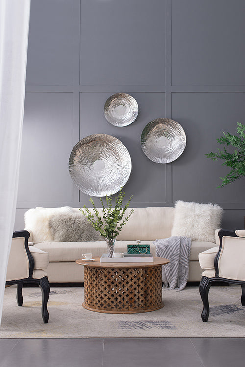 Silver Textured Disc Wall Decor Set of 3