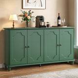 Green Farmhouse Sideboard Buffet Cabinet, 4 Door Vintage Storage Credenza with D