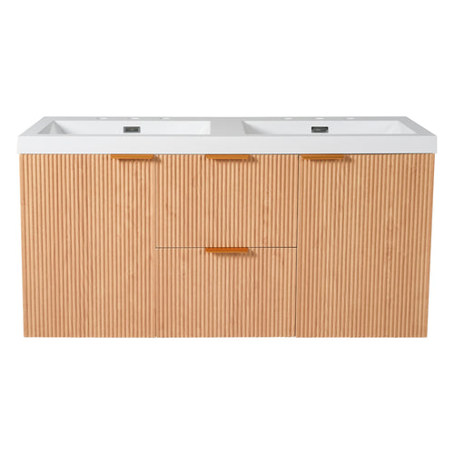 Modern 47.24 Inch Double Sink Bathroom Vanity with SMC Top, MDF Cabinet