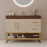 36' Modern Free-Standing Bathroom Vanity with Seamless Ceramic Sink & Sintere...