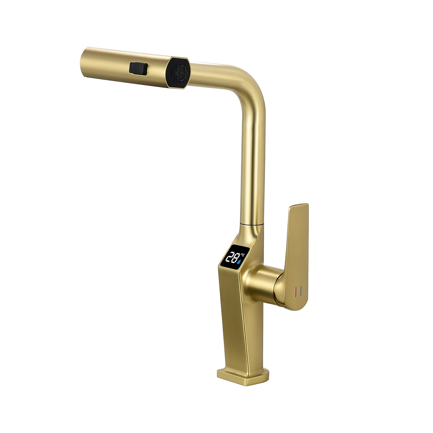 Touchless Brushed Gold Kitchen Faucet LED Motion Sensor Pull-Out