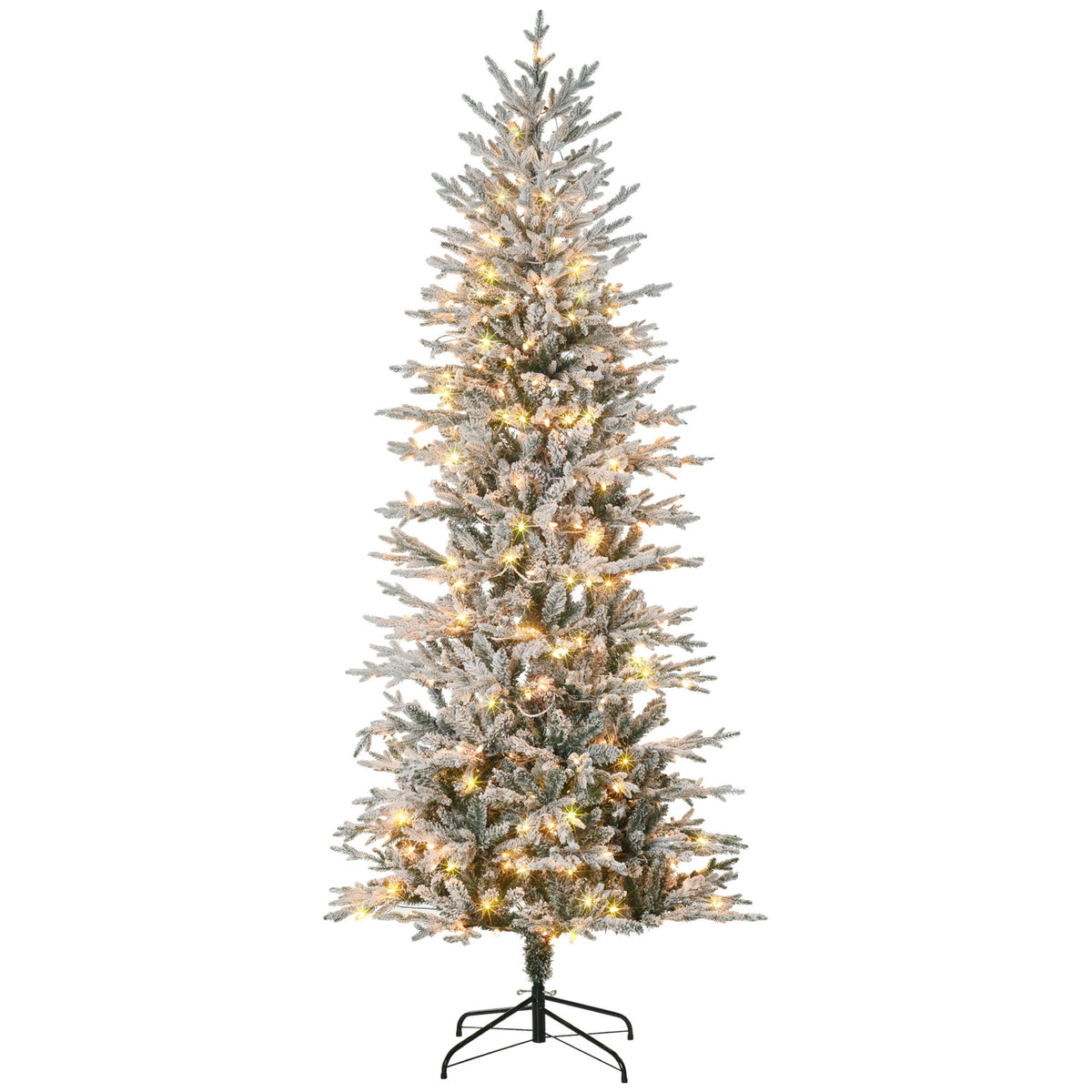 HOMCOM 7.5ft Tall Prelit Artificial Christmas Tree Holiday Décor with 850 Snow F