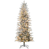 HOMCOM 7.5ft Tall Prelit Artificial Christmas Tree Holiday Décor with 850 Snow F