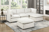 Beige Fabric 5-Piece Modular Sectional Sofa with Ottomans