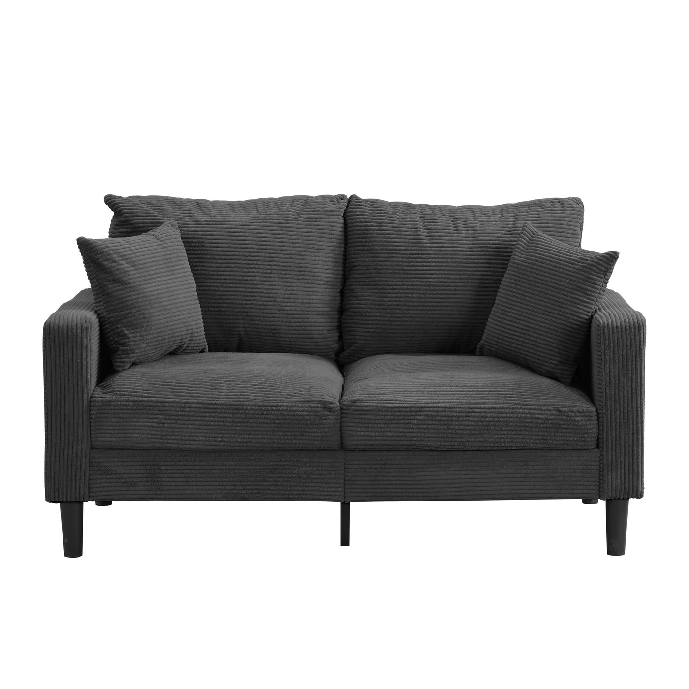 Modern Dark Gray Corduroy 2-Seater Loveseat Sofa