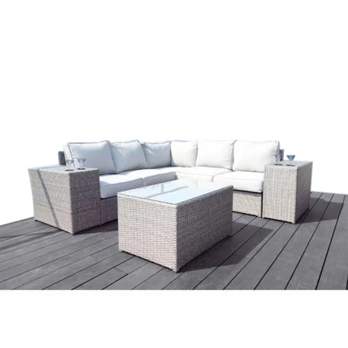 4-Piece Rattan Wicker Outdoor Seating Group with Cushions Grey