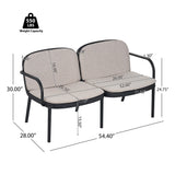 Luna Outdoor Patio Loveseat Beige Cushions Black Frame