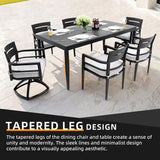 7PC Outdoor Patio Dining Set 35.5"x71" Table Chairs Rockers