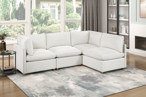 Modern Modular 4-Piece Sectional Sofa Beige Fabric