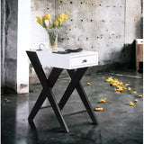 Accent Table - Modern - White & Black - Built-In USB Port & Drawer