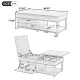 U-Can Lift-Top Coffee Table Hidden Compartment Brown