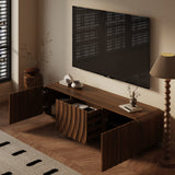 TV Stand Floating Base Spiral Wave Walnut for 60" TVs