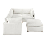 Modular Engineered Wood Sectional Sofa with Ottoman Beige 104"