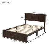 Queen Pine Platform Bed Brown