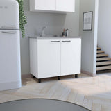 Napoles 2 Utility Sink Cabinet Stainless Steel Countertop White