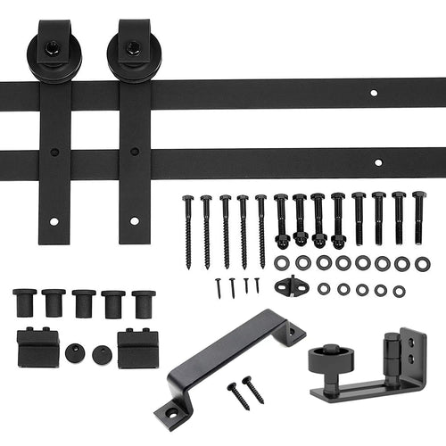 6.6ft Sliding Barn Door Hardware Kit with Floor Guide & Rollers