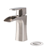 Brushed Nickel Waterfall Single Handle Bathroom Sink Faucet