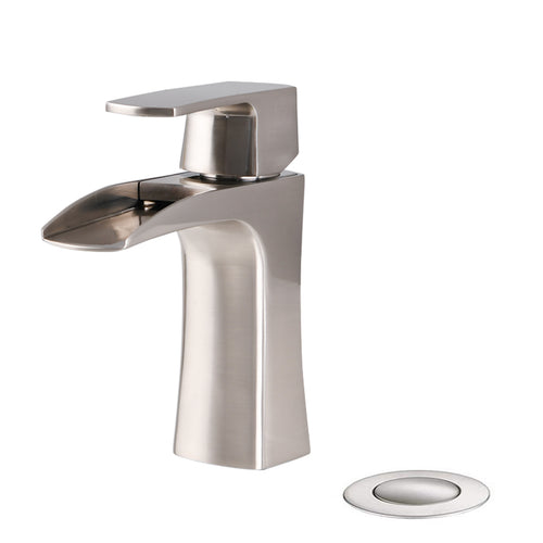 Brushed Nickel Waterfall Single Handle Bathroom Sink Faucet